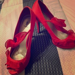 Red Satin Shoes- barely worn